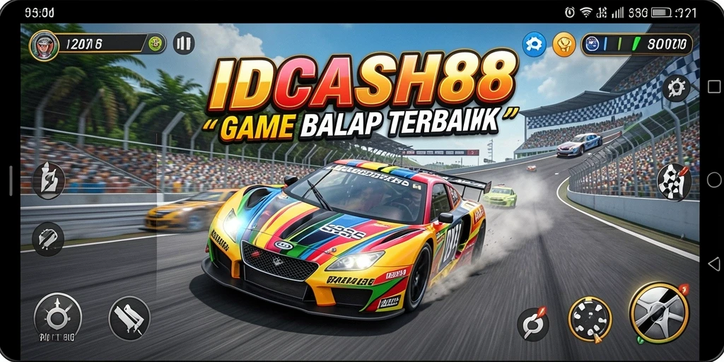 Tampilan gameplay IDCASH88 yang memukau dengan aksi balap mendebarkan.