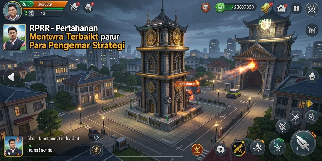 Screenshot gameplay RPRR menampilkan aksi pertahanan menara yang menarik.